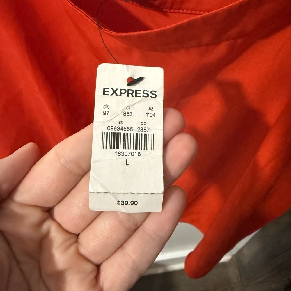 Express Orange Cropped Flow Top - Picture 2 of 2